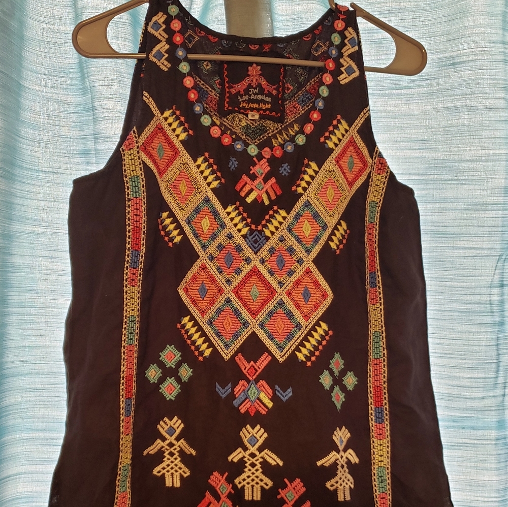 Johnny Was Joy Love Light black sleeveless embroidery top S